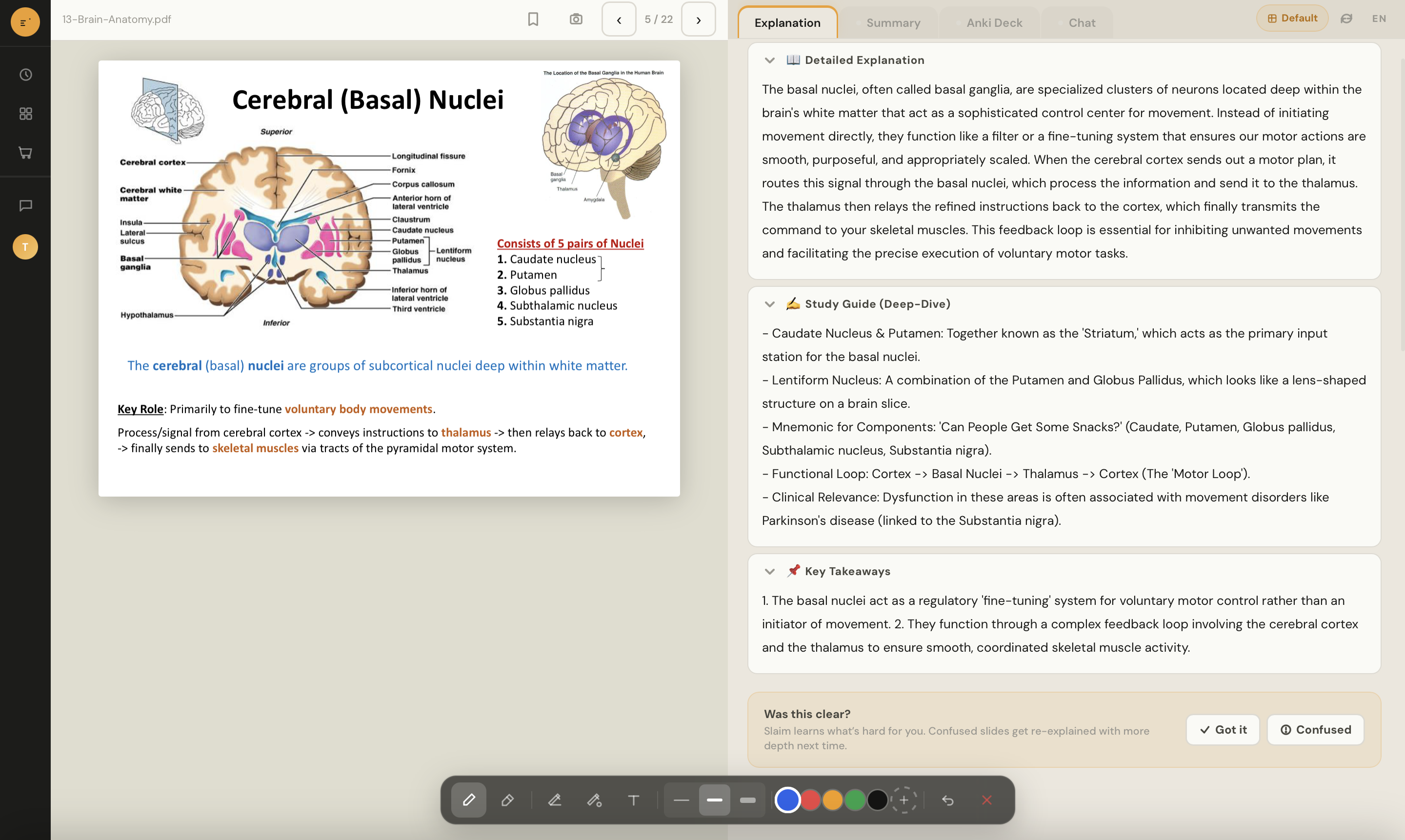 Explanation pane